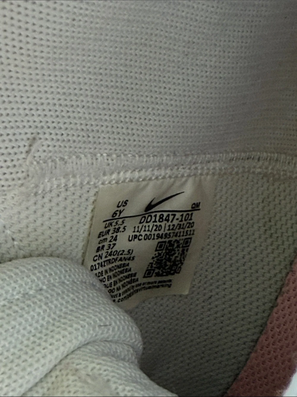 Nike Kids High-Top Sneakers in White with Pink and Black Swoosh